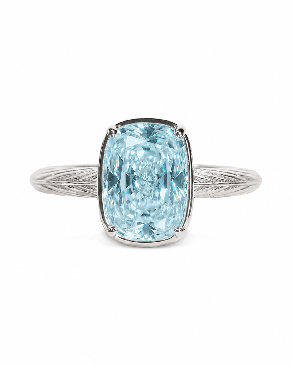 Sterling Silver Mini Aquamarine Elongated Cushion Ring