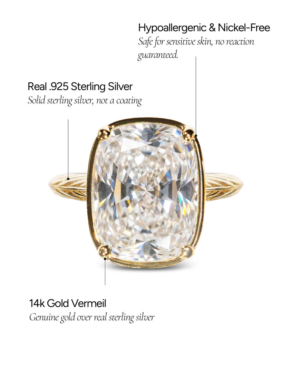 Sterling Silver Elongated Cushion Cocktail Ring