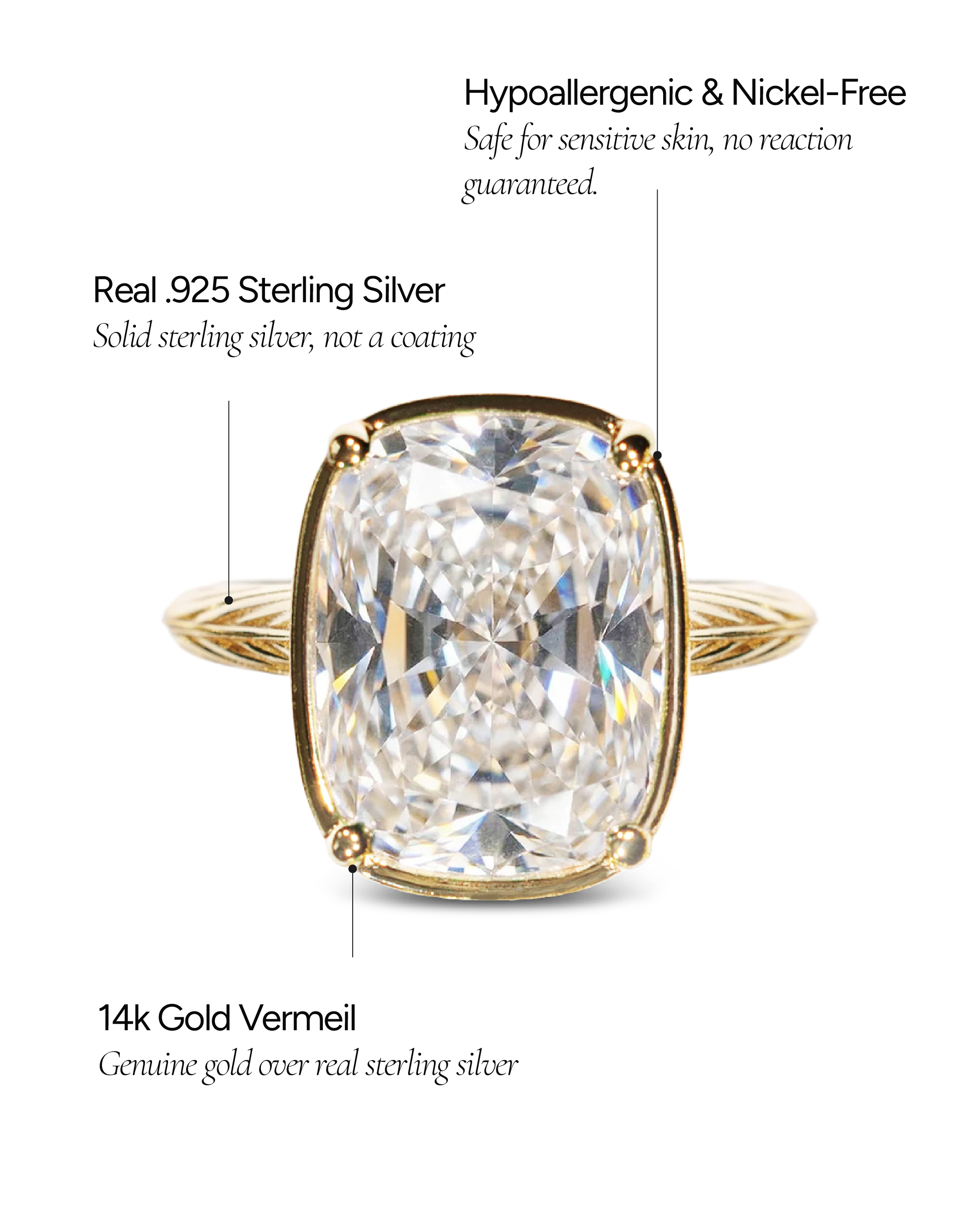 Sterling Silver Elongated Cushion Cocktail Ring